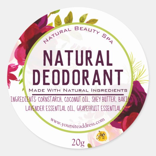 Étiquette déodorant naturel personnalisable (Devant)