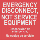 Étiquette d'équipement de déconnexion d'urgence (Devant)
