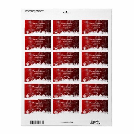 Étiquette des adresses de Noël (Feuille entière)