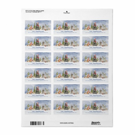 Étiquette des animaux forestiers (Feuille entière)