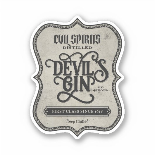 Étiquette des boissons Éffrayantes de Devil's Gin  (Devant)