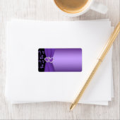 Étiquette des Coeurs Floraux Pourpre et Noir - Bla (En situation)