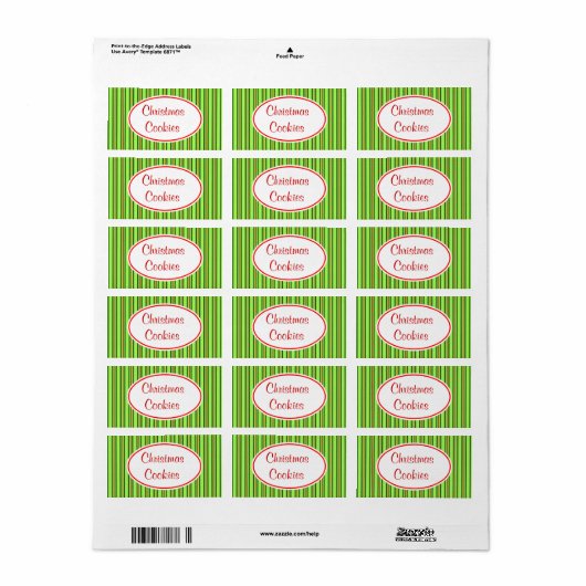 Étiquette des cookies de Noël (Feuille entière)
