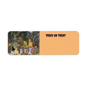 Étiquette Des enfants qui font trick or treat pour Halloween