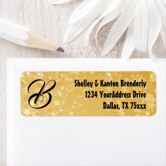 Étiquette des étoiles d'or Monogrammes (En situation)