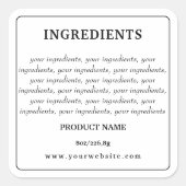 Étiquette des ingrédients du produit | Conception  (Devant)