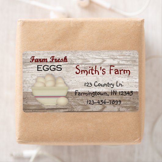 Étiquette des oeufs frais de ferme (En situation)