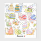 étiquette d'escargots d'aquarelle (Feuille)