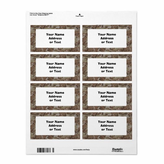 Étiquette Désert de Camouflage (Feuille entière)