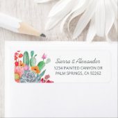 Étiquette Desert Dream Cactus Bouquet Mariage Adresse de ret (En situation)