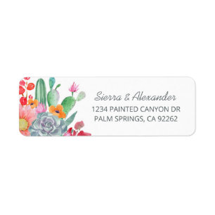 Étiquette Desert Dream Cactus Bouquet Mariage Adresse de ret