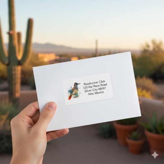 Étiquette Desert Spirit, Roadrunner en Aquarelle, coutume