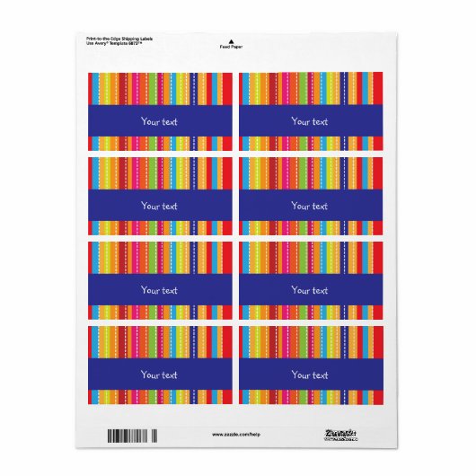 Étiquette Design à rayures arc-en-ciel (Feuille entière)