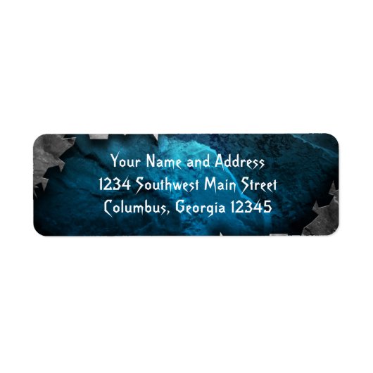 Étiquette Design de métal/pierre bleu et argenté (Devant)