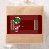 Étiquette Design de Noël avec un elfe mignon (En situation)