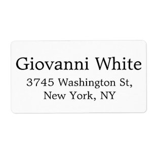 Étiquette Design élégant Noir & Blanc Plaine Élégant Moderne