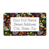 Étiquette Design floral lunaire (Devant)