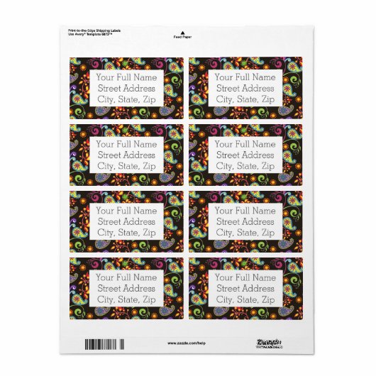 Étiquette Design floral lunaire (Feuille entière)