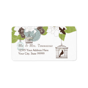 Étiquette Design floral moderne w Cages d'oiseaux et art Ins