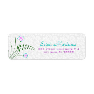Étiquette Design floral simple - Accent bleu rose blanc