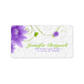 Étiquette Design Floral Violet Blanc Et Vert (Devant)