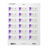 Étiquette Design Floral Violet Blanc Et Vert (Feuille entière)