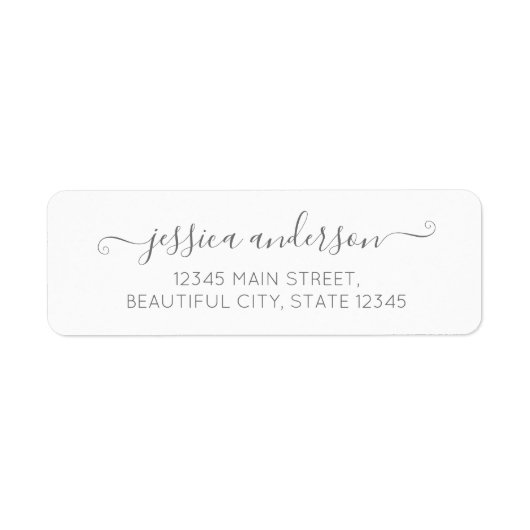 Étiquette Design Moderne Calligraphie Chic Script gris argen (Devant)