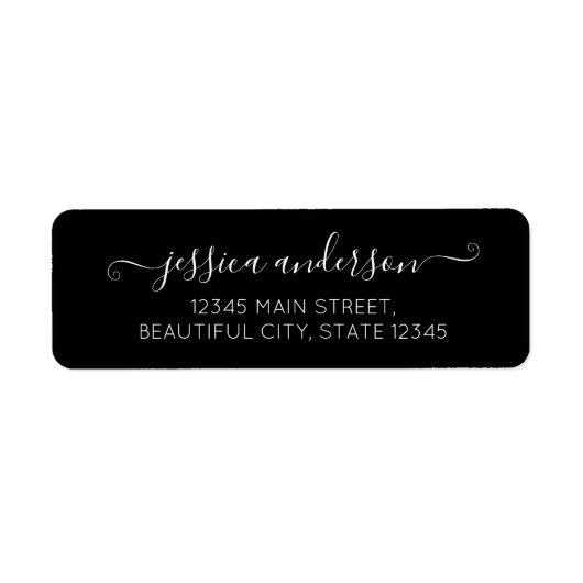 Étiquette Design moderne Calligraphie Script Classic Noir (Devant)