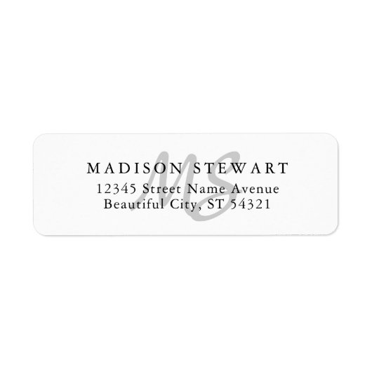 Étiquette Design moderne Silver Gris Brush Script Monogramme (Devant)