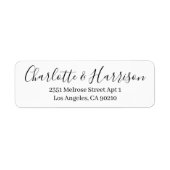 Étiquette Design noir script moderne chic mariage élégant (Devant)