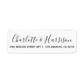 Étiquette Design noir script moderne élégant mariage chic (Devant)