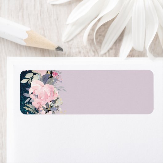 Étiquette Design Propre Papeterie Fleurs Filles Parties scin (En situation)