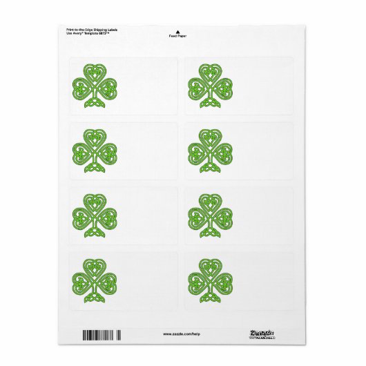 Étiquette Design Shamrock celtique (Feuille entière)
