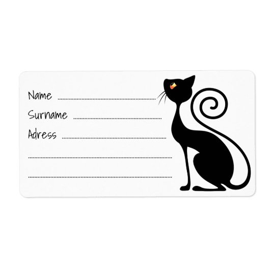 Étiquette Design Vintage de chat noir (Devant)