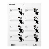 Étiquette Design Vintage de chat noir (Feuille entière)