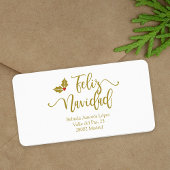 Étiquette Design with Merry Christmas Typography Gold