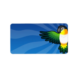 Étiquette Dessin animé Caique / Inséparable / Pionus / Perro