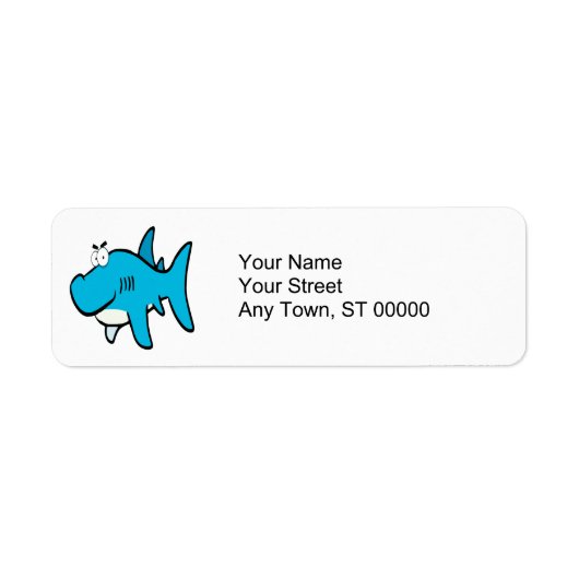 Étiquette dessin animé de requin souriant (Devant)