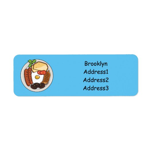 Étiquette dessin animé du petit-déjeuner anglais (Devant)