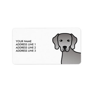 Étiquette Dessin animé mignon de chien Weimaraner & Texte pe