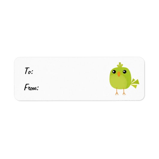 Étiquette Dessin Animé Oiseau Vert (Devant)