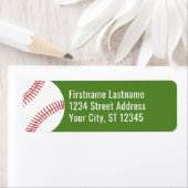Étiquette Dessin de baseball avec adresse de retour - vert (En situation)