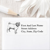 Étiquette Dessin de chien élégant Carlin mignon (En situation)