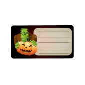 Étiquette Dessin de Frankenstein Monster avec Citrouille (Devant)