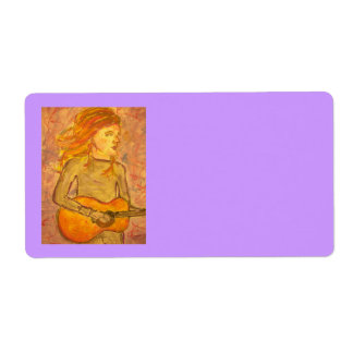 Étiquette dessin de guitare acoustique