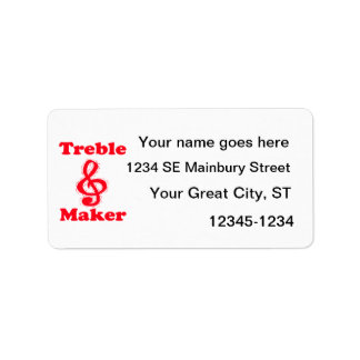 Étiquette dessin de musique rouge de la clef de faiseur