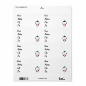 Étiquette Dessin de pingouin mou (Feuille entière)