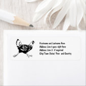 Étiquette Dessin de poulet à la caricature (En situation)