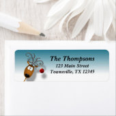 Étiquette Dessin de rennes avec balle de Noël (En situation)