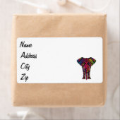 Étiquette Dessin d'éléphant coloré (En situation)